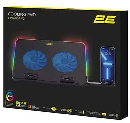 Підставка для ноутбука 2E GAMING CPG-001 V2, до 15.6", 2xUSB-A, phone holder, RGB, чорний - мініатюра 3