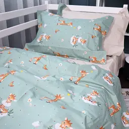 Наволочка MirSon Poplin Line Kids 02 Giraffe 50х70 см світло-зелена з бежевим (2200009711725) - мініатюра 5