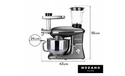 Кухонний комбайн Mozano професійний тістоміс 3в1 Kitchen Machine 2300 Вт чаша 6,2л Silver Кулінарна книга в подарунок - мініатюра 3