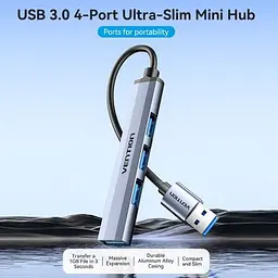 Концентратор Vention USB 3.0 to 1xUSB 3.0 + 3xUSB 2.0 0.15m gray (CKOHB) - мініатюра 5