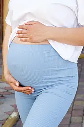 Велосипедки для вагітних із високим поясом на животик Parma Lullababe розмір M Блакитний - мініатюра 7