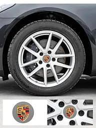 Ковпак колеса Porsche хром + золото 76мм пластик 1шт (ковпачок, заглушка диску) OEM 7PP601150A - мініатюра 2