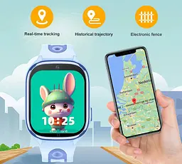 Смарт годинник дитячий D56 з підтримкою 4G SIM-карти, 1,83 дюйма дисплей, GPS + LBS + Wi-Fi відстеження, кнопка SOS, HD-камера, відеодзвінки, розумний годинник для дітей - мініатюра 4