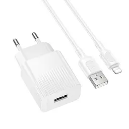 Сітчастий зарядний пристрій з кабелем BOROFONE BAS71A Source single-port charger set(iP) Білий