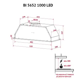 Витяжка повновбудована Perfelli BI 5652 BL 1000 LED - мініатюра 12