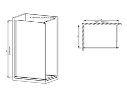 Душова перегородка Mixxus Premium Flat SP01-140x200-TR хром Walk-In прозоре скло 8 мм MI6853, прозоре, хром - мініатюра 2