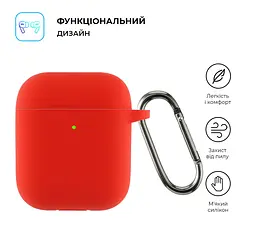 Силіконовий чохол для навушників Apple AirPods 2, Hang Case, червоний, ультратонкий захисний кейс товщиною 2 мм, захист від подряпин, пилу та ударів, компактний, з карабіном для кріплення, ArmorStandart (ARM59691) - мініатюра 2