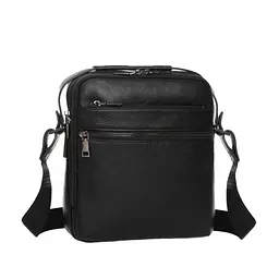 Сумка чоловіча шкіряна чорна Tiding Bag 17622-3A через плече з ручкою