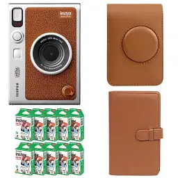 Подарочный набор камера Fujifilm Instax Mini EVO, Фотобумага 100 шт, Чехол, Фотоальбом 108 фото Коричневый