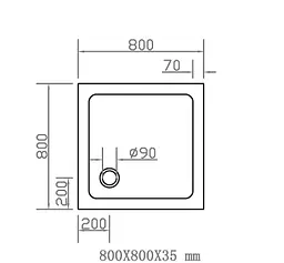 Душовий піддон Volle Compuesto 80x80x3 5 см квадратний white 4487.12808007 білий - мініатюра 2