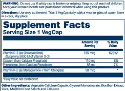 Вітамін Д3 з К2, Vitamin D-3 & K-2 - 60 vcaps - мініатюра 2