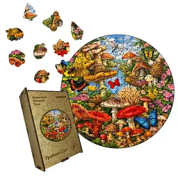 Дерев'яний фігурний пазл puzzlean Грибний світ, А3, Дерев'яна коробка 200 елементів