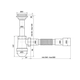 Сифон для раковини Zerix SU-01 з ревізією 1 1/4″ ZX4947 - мініатюра 2
