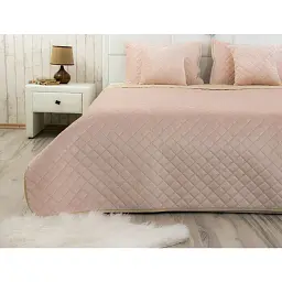 Покривало Руно двостороннє декоративне Velour Apricot ромб 180х220 см персикове - мініатюра 3