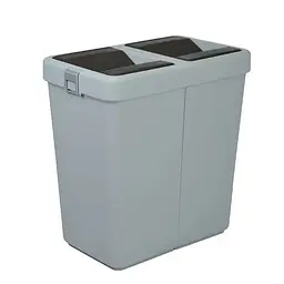 Відро для сміття Motek на 40 л + 40 л з поворотною кришкою 55х35.5х59 см Сіре (COB-414) - мініатюра 5