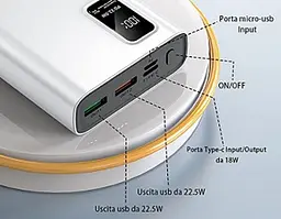Зарядний пристрій Power Bank HP-pro PD 20 000 mAh 22.5W (Білий) - мініатюра 3