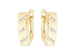 Сережки Xuping англійська застібка Позолота 14K "Візерунок з кристалами" 1,6см (334325)