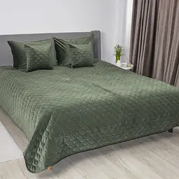 Покривало ТЕП євро Velour Ромб круглий 4-00518_33938 240х260 см темно-зелене - мініатюра 2