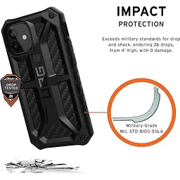 Оригінальний протиударний чохол UAG Monarch для iPhone 12 Mini (5.4") Black Carbon (112341114242) - мініатюра 8