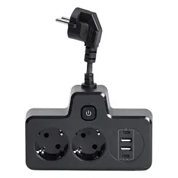Мережевий фільтр-розгалужувач SNAILS 2 розетки LED 4 USB 8 см, чорний
