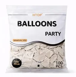 Повітряні надувні кульки HTOP Balloons Party 12 дюймів 100 шт. яскраві товари аксесуари для свята Білий - мініатюра 2