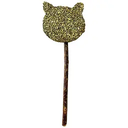 Іграшка для котів Croci Euphoria Stick котяча мордочка з м'яти на сріблястій лозі 14 см