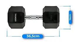 Гантель шестигранна Thunder 20 кг (HEXAGONAL-DUMBBELLS-20KG) - мініатюра 3