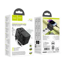 Мережевий фільтр живлення HOCO AC18A 1 роз, 2 USB, USB-C, 35W, 1,5м, Black (AC18AB) - мініатюра 6