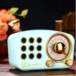 Портативний акумуляторний Bluetooth мінірадіолет Feegar Retro Blue 5W ретро FM радіо - мініатюра 3