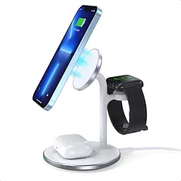 Бездротовий зарядний пристрій Choetech T585-F 3in1 Magnetic Wireless Charging White [101520] - мініатюра 3
