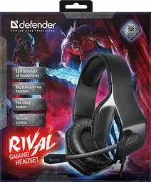 Ігрові навушники Defender Rival 2.2м з мікрофоном та підсвічуванням (Чорний) - мініатюра 5