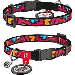 Нашийник для кота Waudog Nylon з QR паспортом малюнок Графіті пластикова пряжка-фастекс Розмір XS
