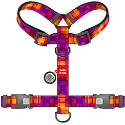 Шлея для собак Waudog анатомічна H-подібна Nylon з QR-паспортом Куби 3Д XL 3.5х 60-100 см - мініатюра 2