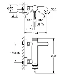 Змішувач для ванни Grohe Essence 25250KF1, Чорний матовий - мініатюра 3