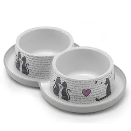 Миска для котів Moderna Double Trendy Dinner Cats in Love 27х16,5х6 см 2x350 мл H136027CL
