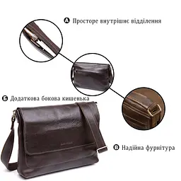 Шкіряна чоловіча сумка Grande Pelle 11430 коричневий - мініатюра 4
