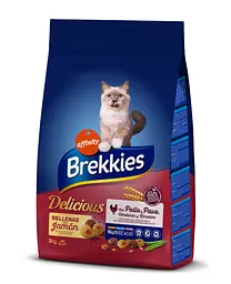 Сухий корм для кішок Brekkies Cat Delice Meat 3 кг. з м'ясом, хрусткі м'ясні шматочки для котів