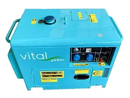Дизельний генератор VitalPower у кожусі 7 кВт 1-фазний - мініатюра 4