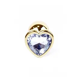 Анальна пробка з кристалом B-Series Jewellery Gold Heart Plug Clear, 7х2,7 см, прозорий - мініатюра 2