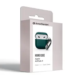 Силіконовий чохол для навушників Apple AirPods 4, Hang Case, зелений, ультратонкий захисний кейс товщиною 2 мм, захист від подряпин, пилу та ударів, компактний, з карабіном для кріплення, ArmorStandart (ARM81280) - мініатюра 8