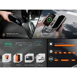 Насос-ліхтар-powerbank автомобільний Flextail Evo Tire Pump, 150 PSI, 2000 mAh - мініатюра 8