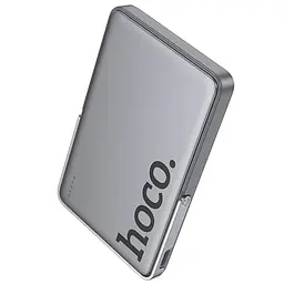 Портативний ЗП Power Bank Hoco Q36 Sunlight magnetic suction+holder PD20W з БЗП 5000 mAh Metal grey - мініатюра 4