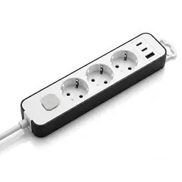 Мережевий фільтр 2E TwoColors 3м, 3xТипF, 16A, 2xUSB-C, 1x USB-A, біло-чорний (2E-U03ESU33WB)