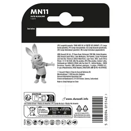 Батарейка MN11 6V спеціальна лужна, A11 / 11A, 1 шт. в упаковці Duracell (5007387) - мініатюра 2