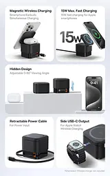 Бездротовий зарядний пристрій Baseus MagPro 2-in-1 Magnetic Wireless Charger 25 W P10264100121-00 Black - мініатюра 6