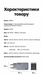 Мережевий зарядний пристрій UGREEN X757 загальна потужність до 100 Вт 2 USB-C та 1 USB-A PD 3.0 QC 4+ PPS (25874) - мініатюра 13