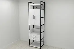 Шафа Гардероб Уні секція 5 серії Конект Ferrum-decor 220x60x50см Чорний метал ДСП Білий 32 мм (FRD-104511) - мініатюра 9