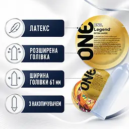 Презервативи ONE Legend XL 15 ШТ, класичні гладкі латексні, збільшеного розміру, з розширеною голівкою - мініатюра 4