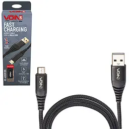 Кабель VOIN CC-4202M BK USB - Micro USB 3А, 2m, black (швидка зарядка/передача даних)
