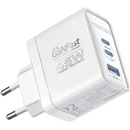Зарядний пристрій Promate powerport-45 2xUSB-C PD + USB-A QC 45 Вт білий (powerport-45.white) - мініатюра 8